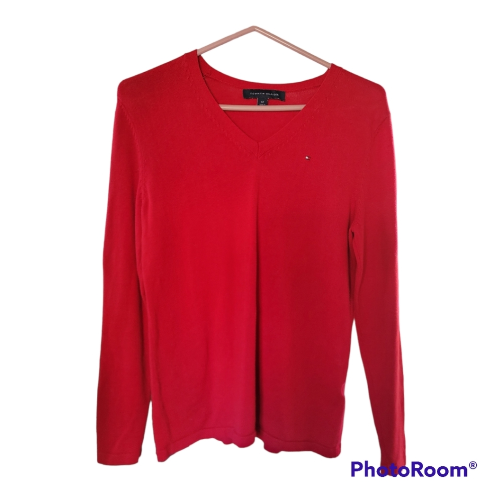 Red Cotton Sweater Tommy Hilfiger Long Sleeve